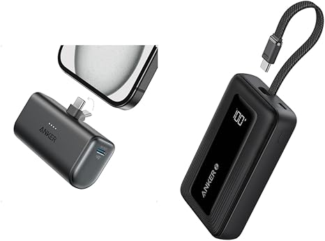 Anker Nano Power Bank 22.5W, Built-In USB-C Connector) - Black